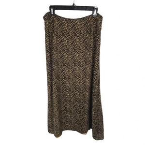 {Valerie Stevens} 90s Silk Maxi Skirt in ZigZag Print - Size 14